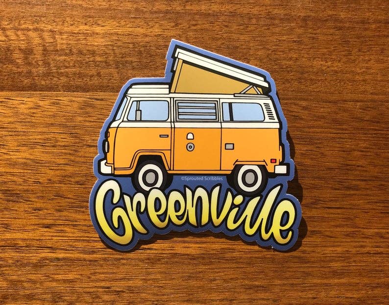 Greenville Sticker - South Carolina VW Travel Bus SC