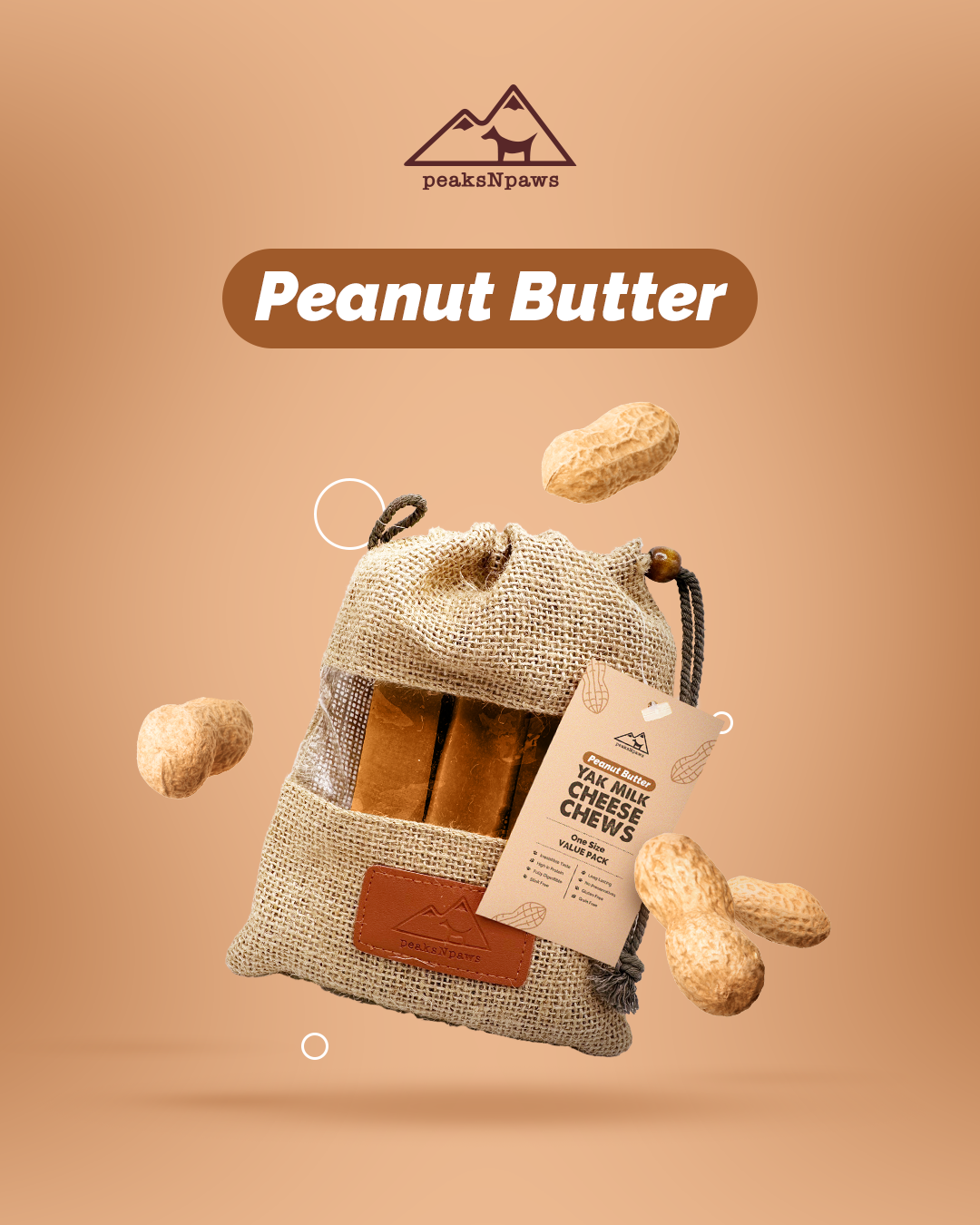 Peanut Butter Yak Milk Chews - Large Sized