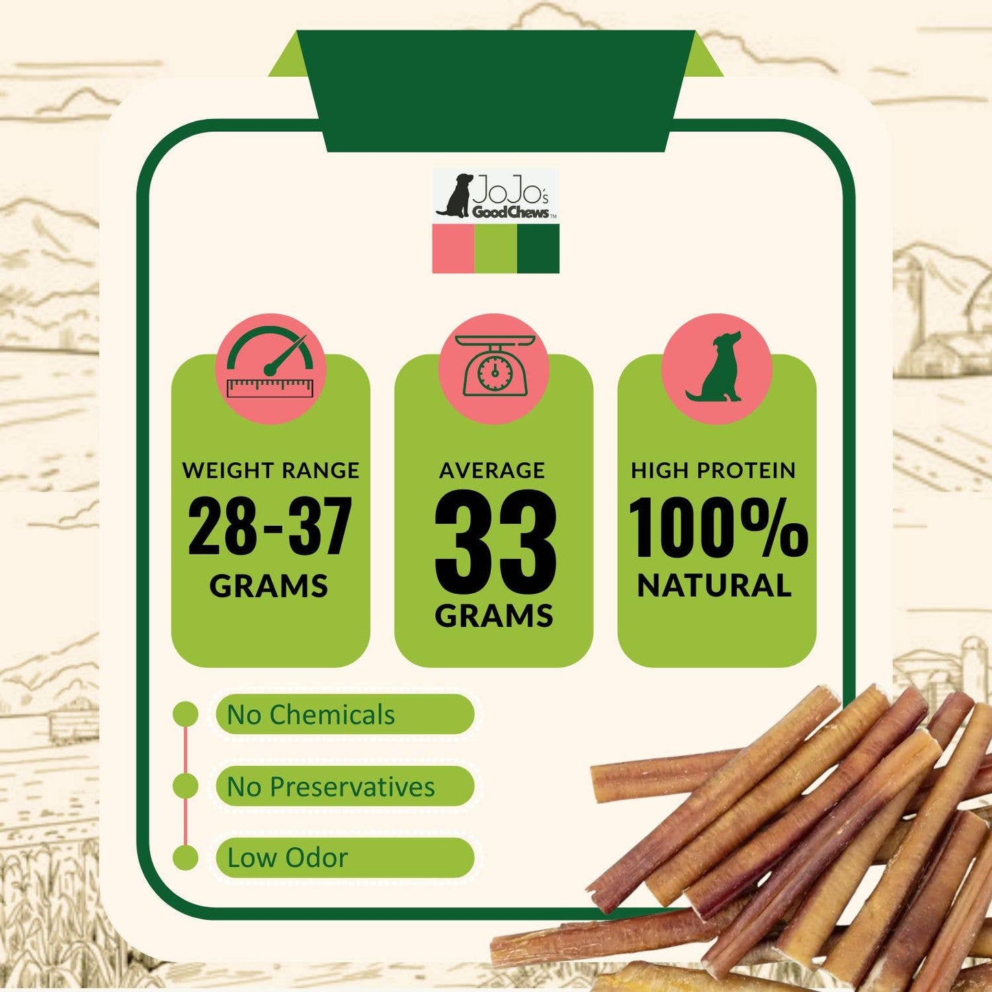 All-Natural Beef Bully Stick Treats - 6" Thick