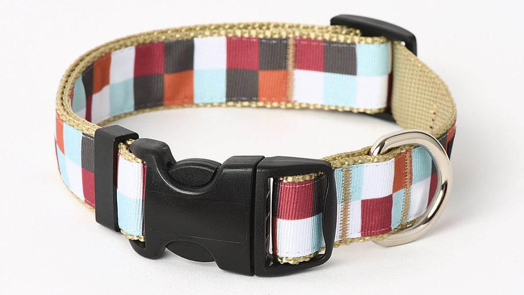 Hula Hoop Dog Collar - Hula Block on Tan