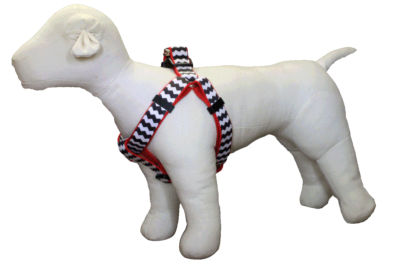 Chevron Dog Harness - Black/Red