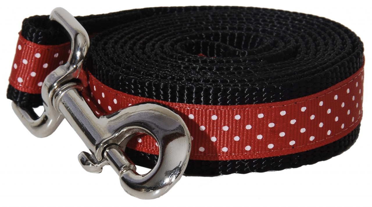 Pembroke Polka Dot Dog Leash - Red