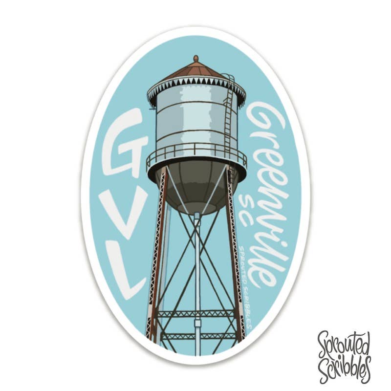 Greenville Sticker - SC Water Tower South Carolina GVL