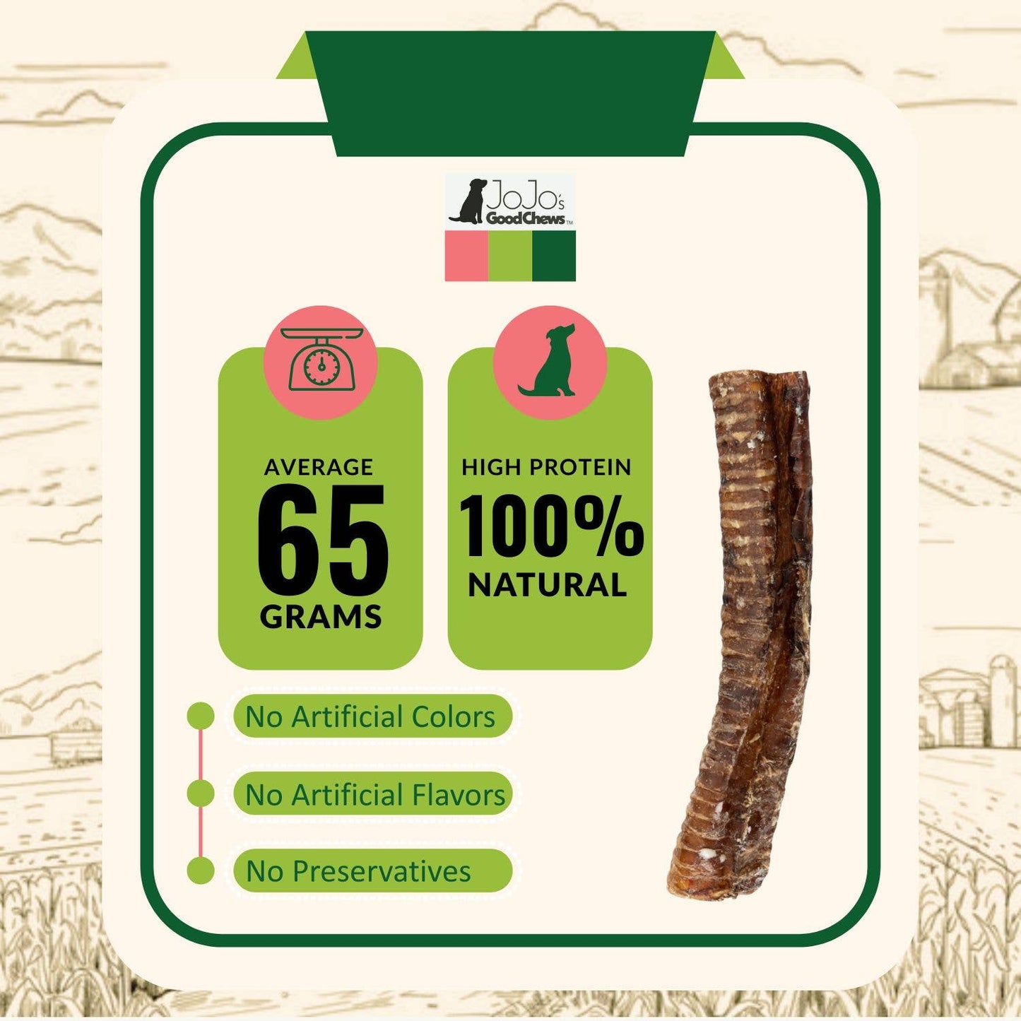 6" Beef Trachea Dog Treat - All-Natural Dog Chews