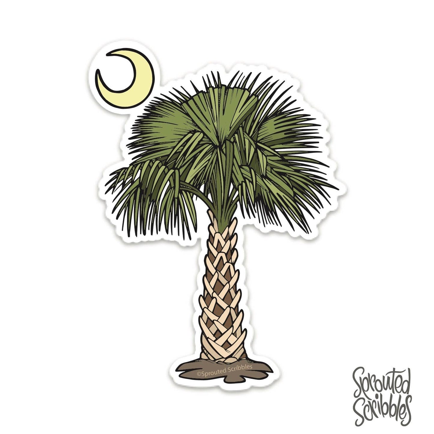 South Carolina Palmetto Sticker - Tree Moon SC Greenville
