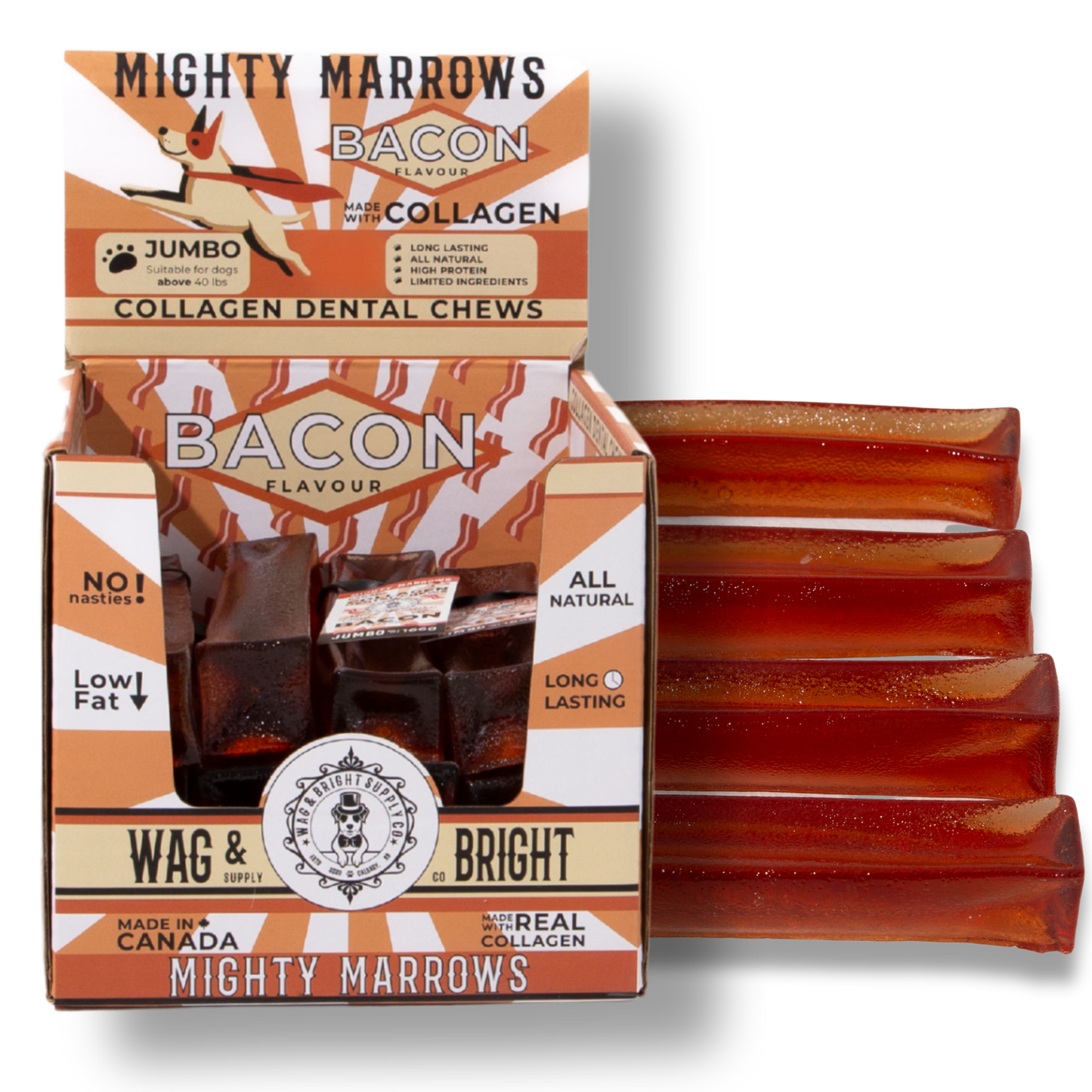 Mighty Marrows Collagen Dental Chew - Bacon