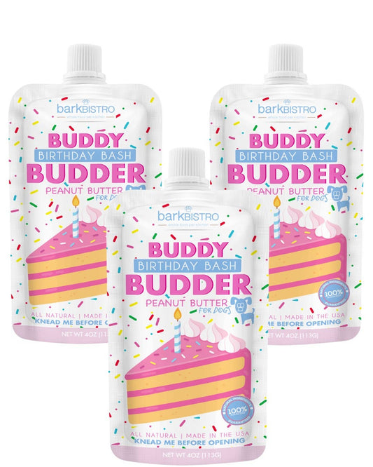 Bark Bistro Dog Peanut Butter - 4oz Squeeze Packs Birthday Bash Budder