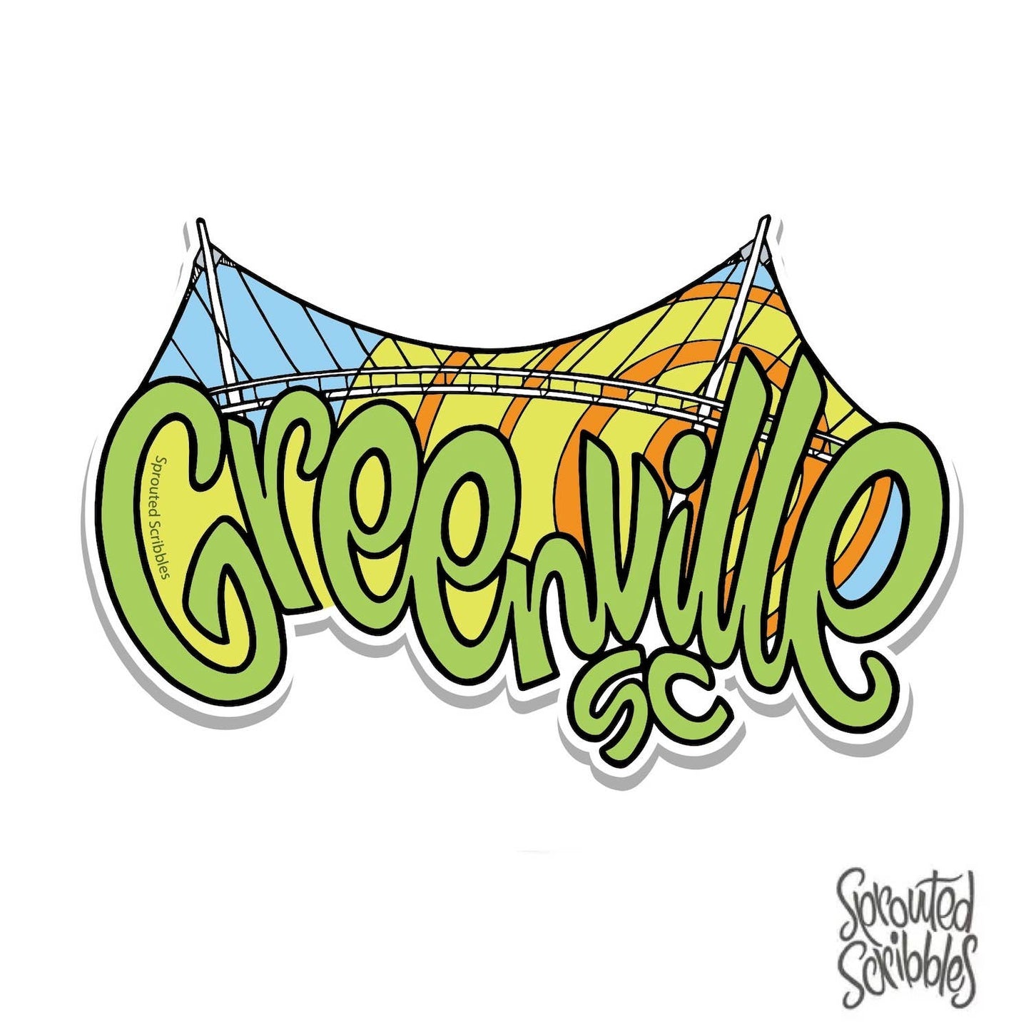 Greenville Sticker - Liberty Bridge Falls Park SC