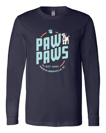 Long Sleeve Paw Paws Canvas Navy T-shirt