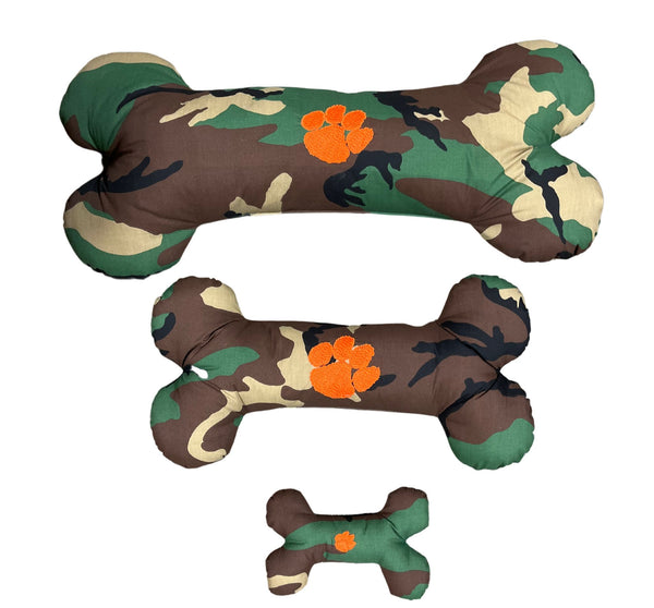 Clemson Camo Dog Bone Pillow