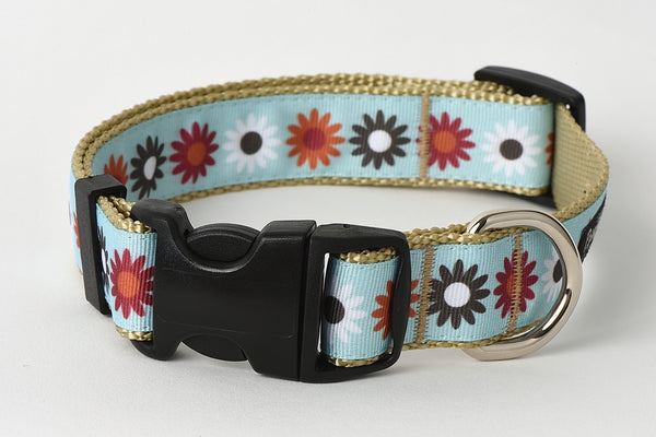 Hula Hoop Dog Collar - Hula Flowers on Tan