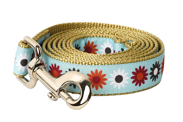 Hula Hoop Dog Leash - Hula Flowers on Tan