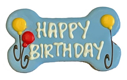 6" Birthday Bone Cookie -Blue