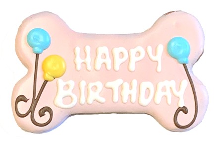 6" Birthday Bone Cookie -Pink