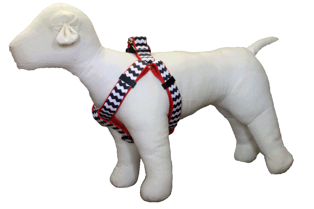 Chevron Dog Harness - Black/Red