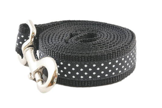 Pembroke Polka Dot Dog Leash - Black