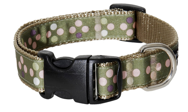 Sweet Pea Dog Collar - Pea Soup on Tan