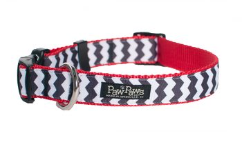 Chevron Dog Collar-Black/Red