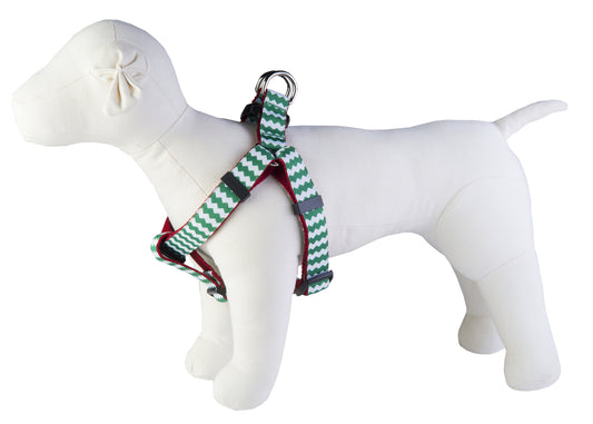 Chevron Dog Harness - Green/Red