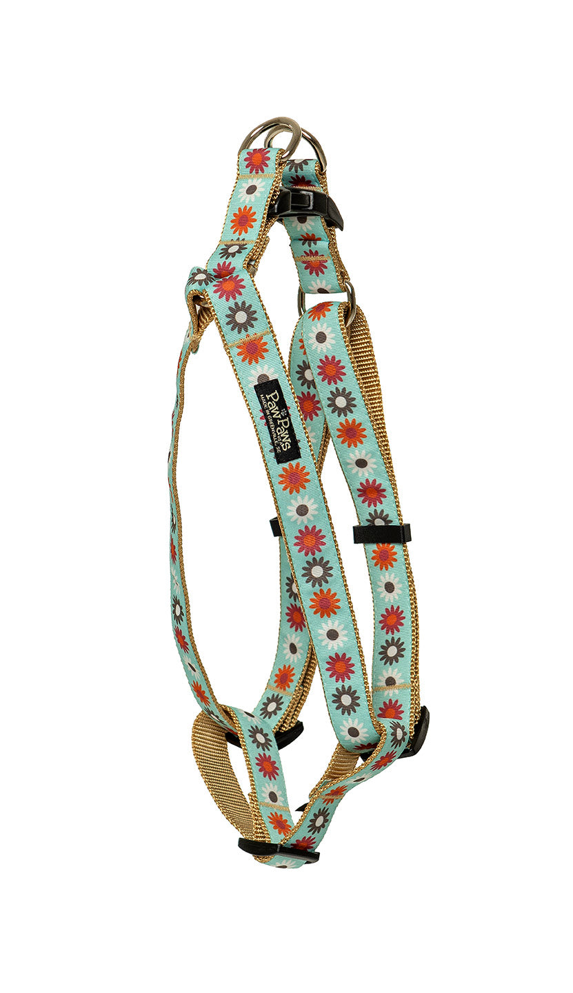 Hula Hoop Dog Harness - Hula Flowers on Tan