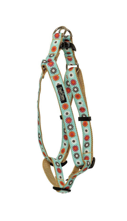 Hula Hoop Dog Harness - Hula Flowers on Tan