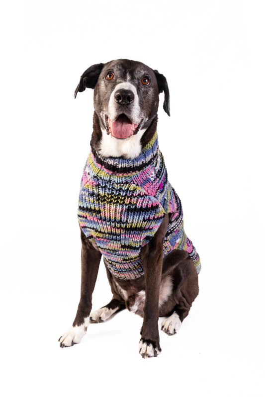 Purple Woodstick Cable Dog Sweater