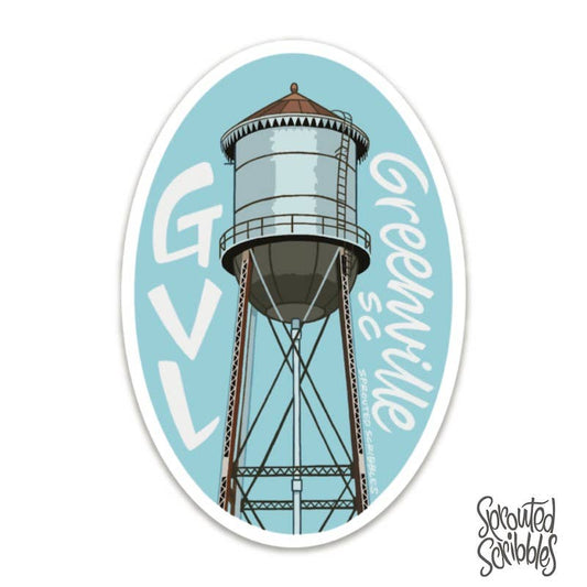Greenville Sticker - SC Water Tower South Carolina GVL