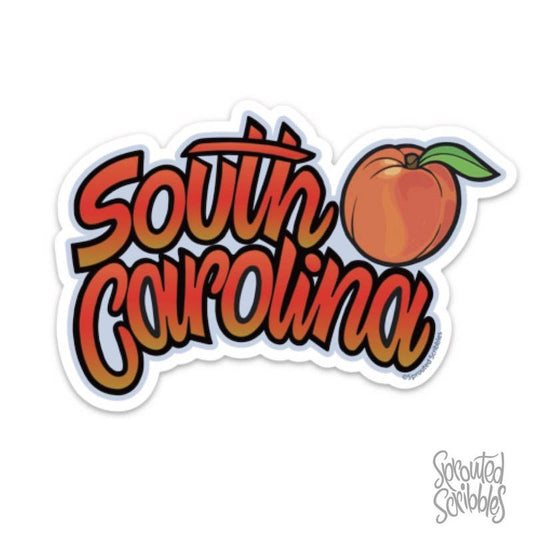 South Carolina Sticker - SC Peach Travel Greenville