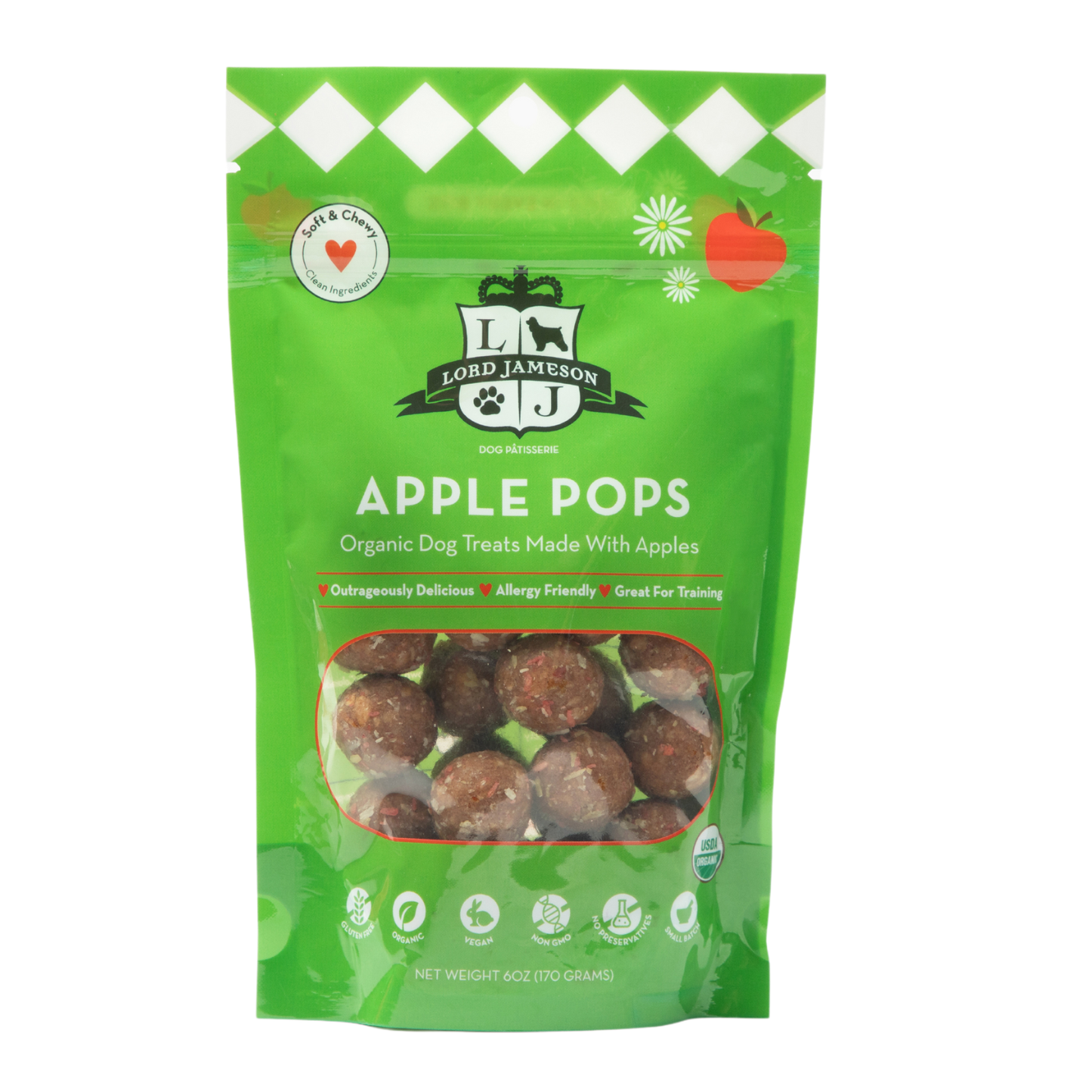 Apple Pops Organic Dog Treats | Apple and Cranberry