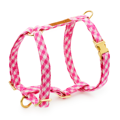 Hot Pink Gingham Dog Harness